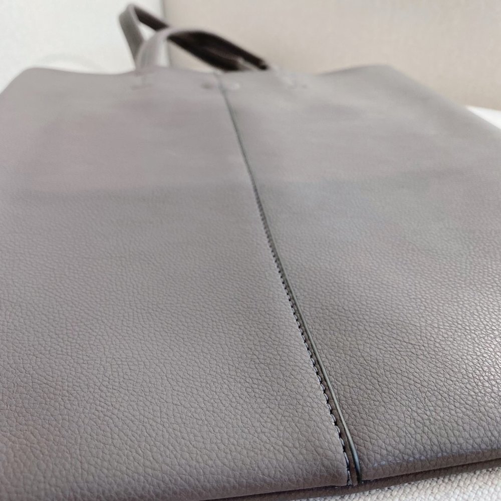 The Ava Genuine Minimal Leather Tote - Grey - Picture 10 of 14